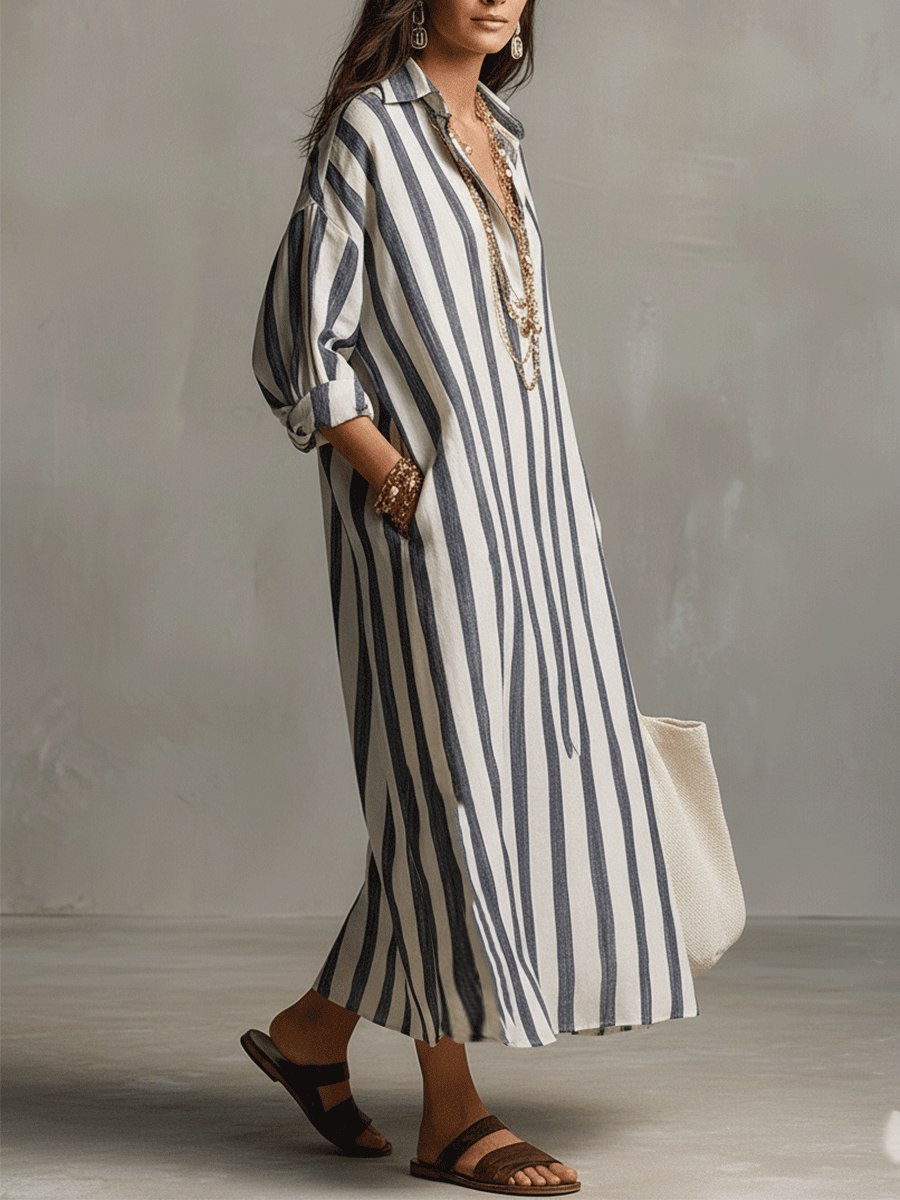 Robe décontractée rayée de style bohème