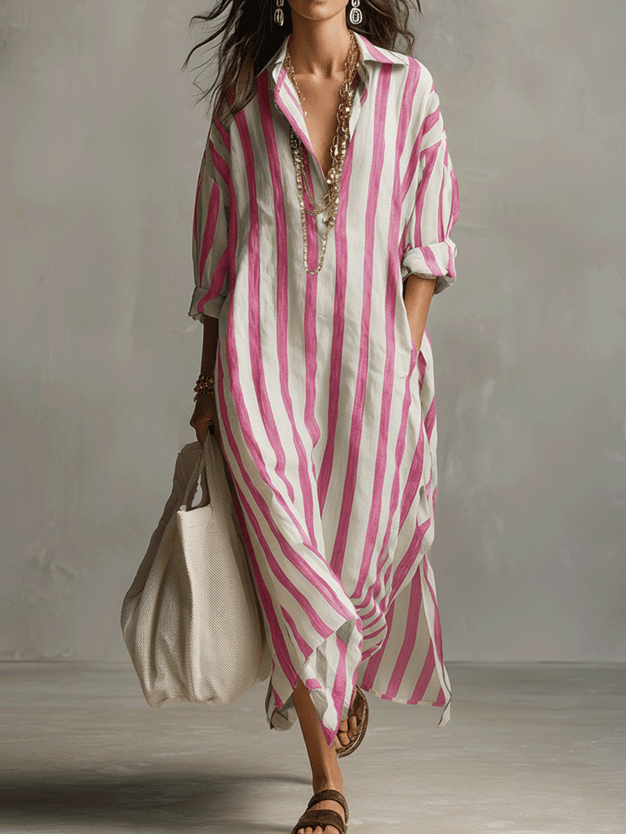 Robe décontractée rayée de style bohème