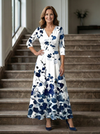 Robe midi à encolure cache-cœur