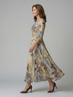 Robe midi à encolure cache-cœur
