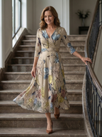 Robe midi à encolure cache-cœur