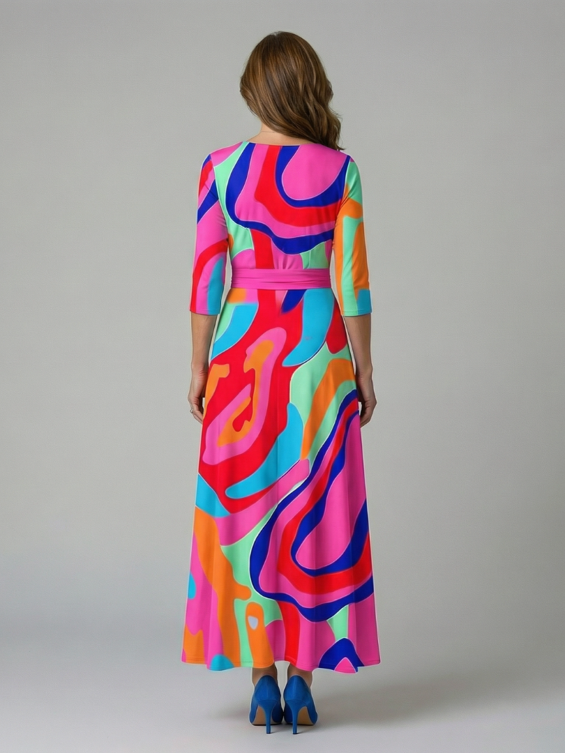 Robe midi à encolure cache-cœur