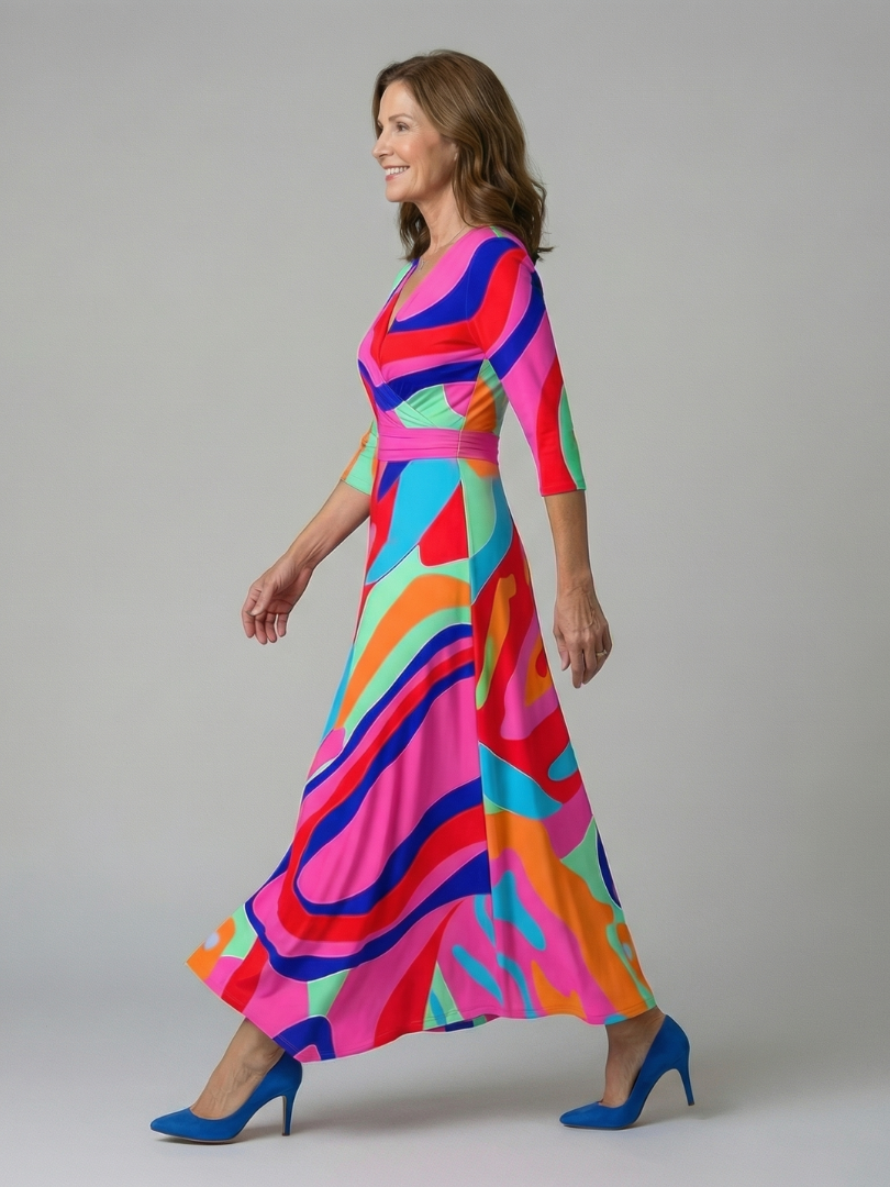 Robe midi à encolure cache-cœur
