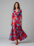 Robe midi à encolure cache-cœur