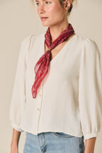 Chemisier fin col V blanc