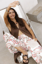 Pantalon fluide à imprimé cachemire