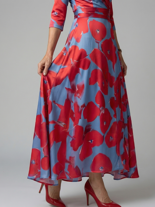 Robe midi à encolure cache-cœur