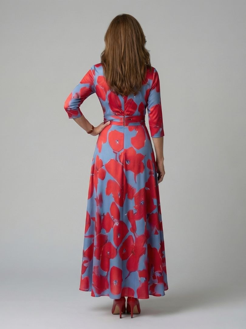 Robe midi à encolure cache-cœur