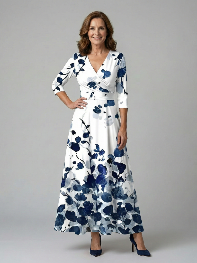 Robe midi à encolure cache-cœur