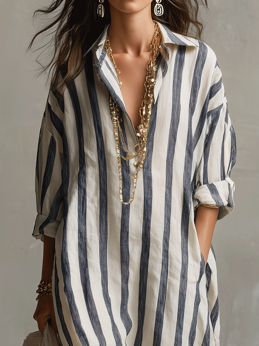 Robe décontractée rayée de style bohème