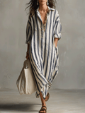 Robe décontractée rayée de style bohème