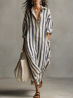 Robe décontractée rayée de style bohème