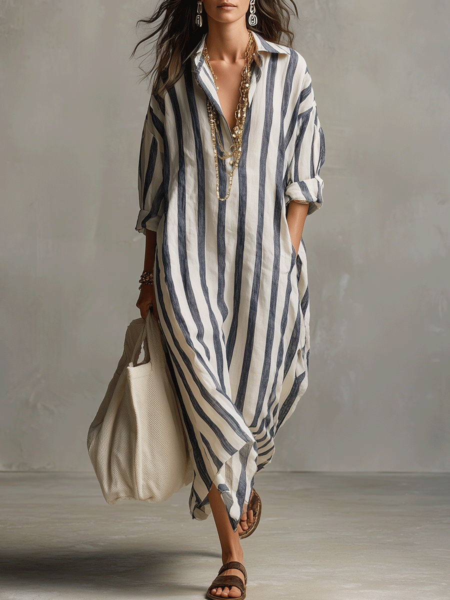 Robe décontractée rayée de style bohème