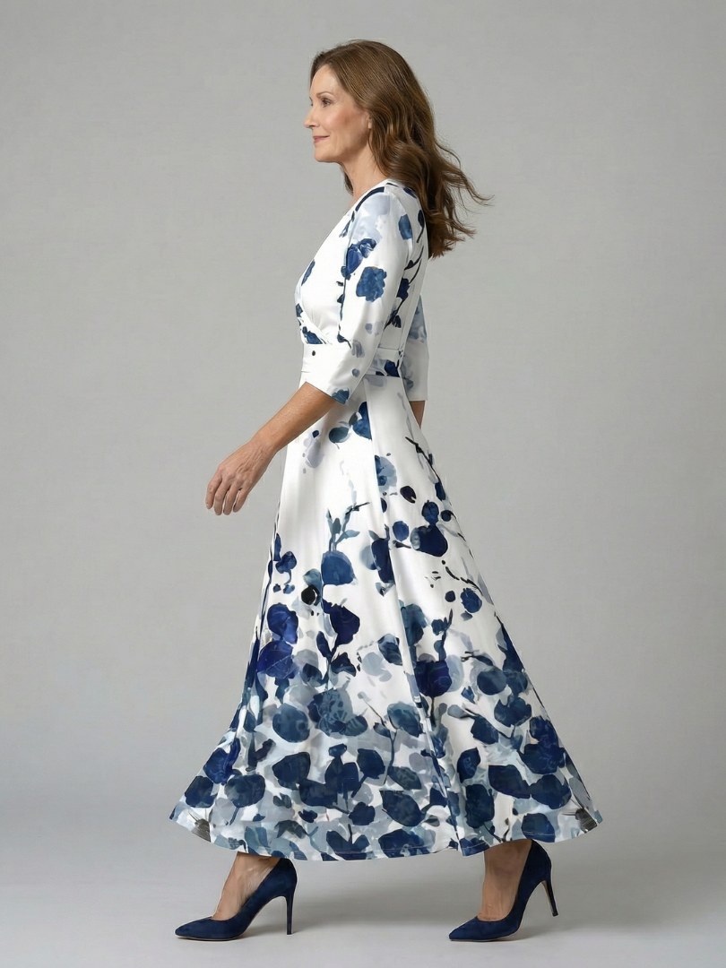 Robe midi à encolure cache-cœur