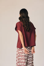 Chemisier fluide effet foulard Pepe rose