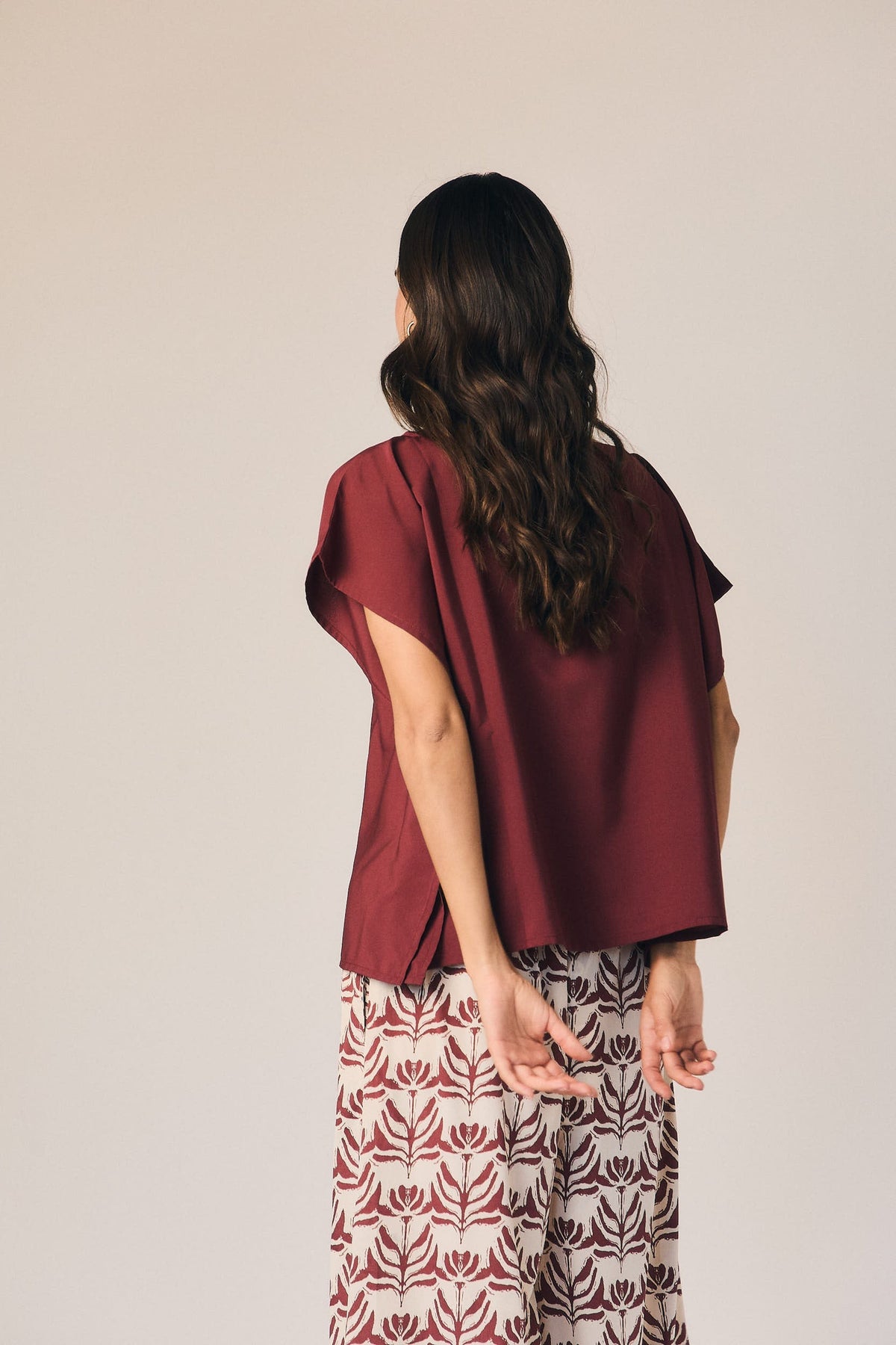 Chemisier fluide effet foulard Pepe rose