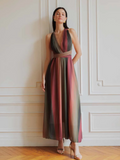 Robe Longue Multipositions Dégradé Terre Cuite Élégance