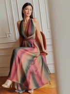Robe Longue Multipositions Dégradé Terre Cuite Élégance