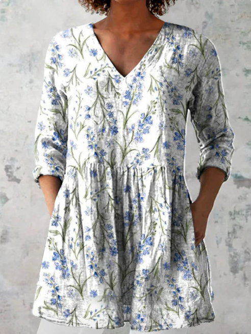 Blouse longue Jeanne avec décolleté en V