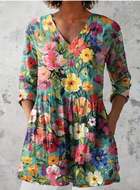Blouse longue Nora avec encolure en V