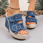 Sandales Compensées Elara Denim