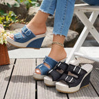 Sandales Compensées Elara Denim