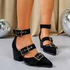 Vivienne | Escarpins en daim avec boucles vintage