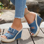 Sandales Compensées Elara Denim