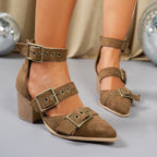 Vivienne | Escarpins en daim avec boucles vintage