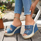 Sandales Compensées Elara Denim