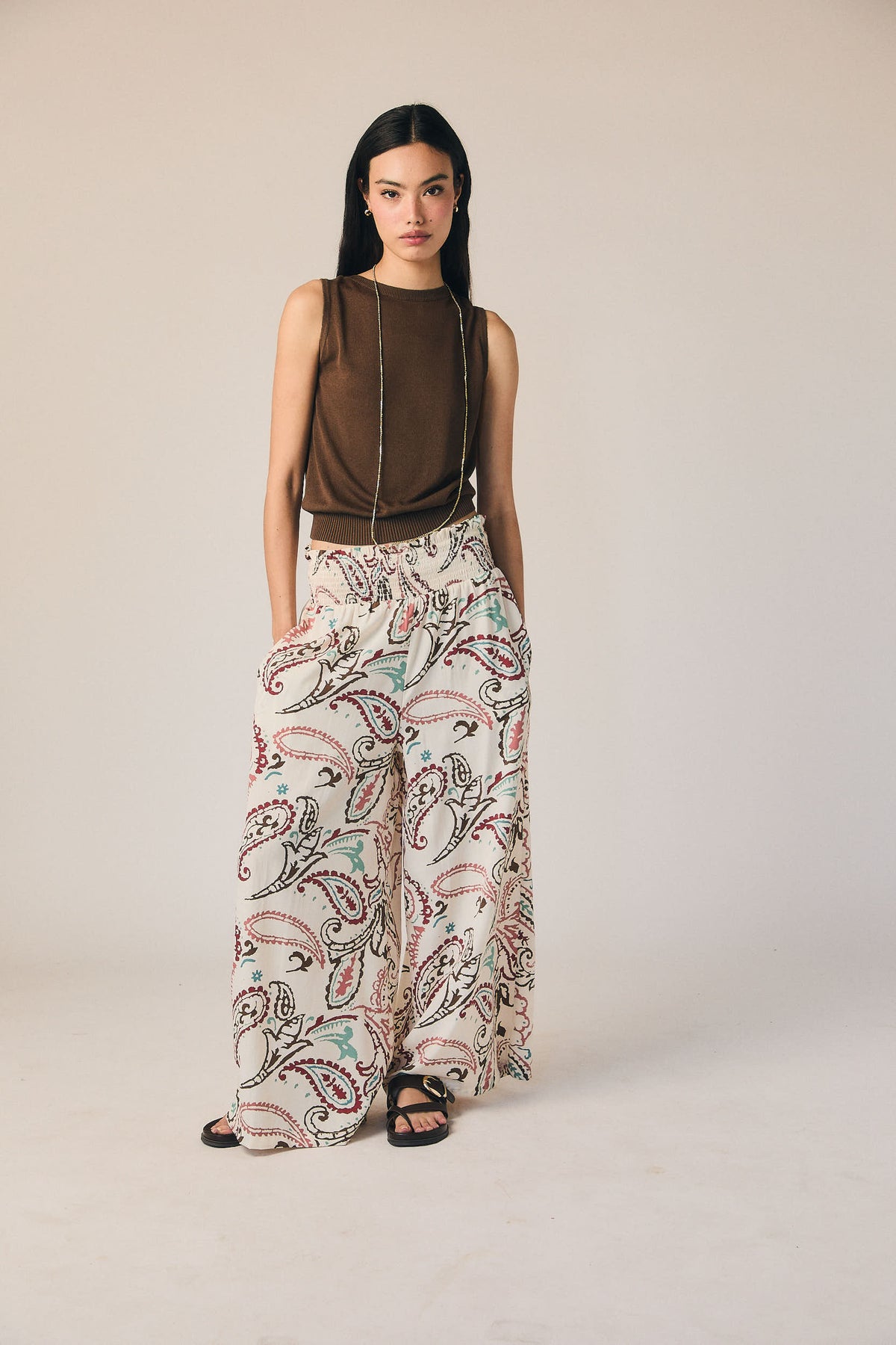 Pantalon fluide à imprimé cachemire