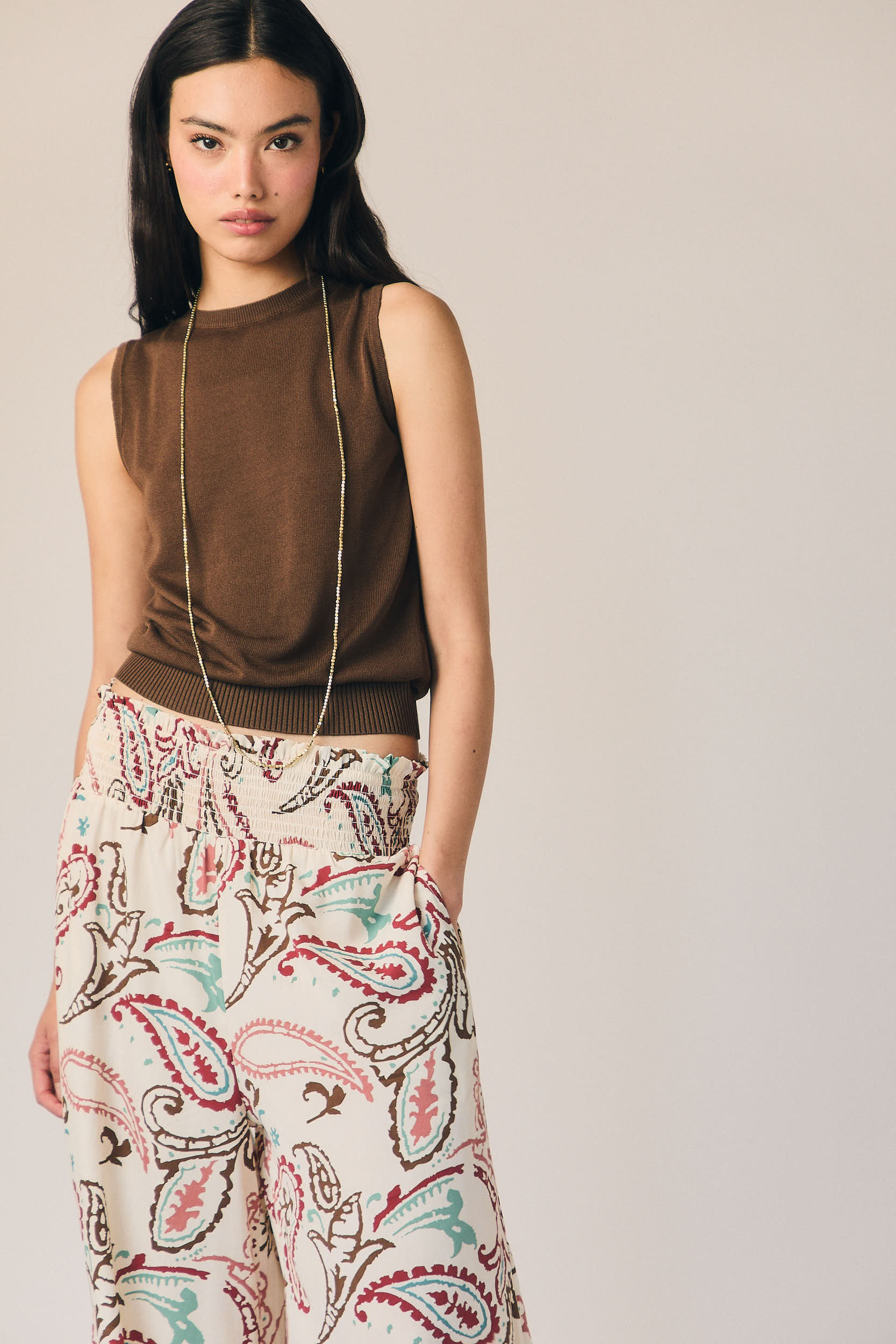Pantalon fluide à imprimé cachemire