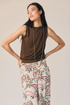 Pantalon fluide à imprimé cachemire