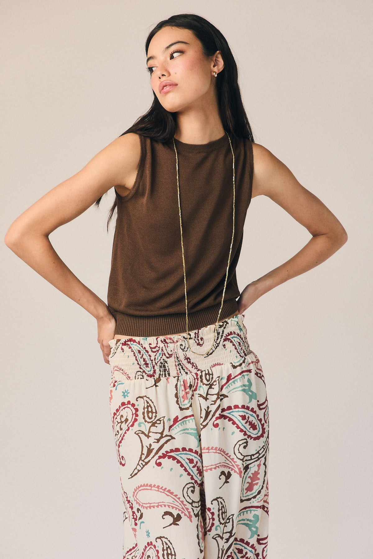 Pantalon fluide à imprimé cachemire