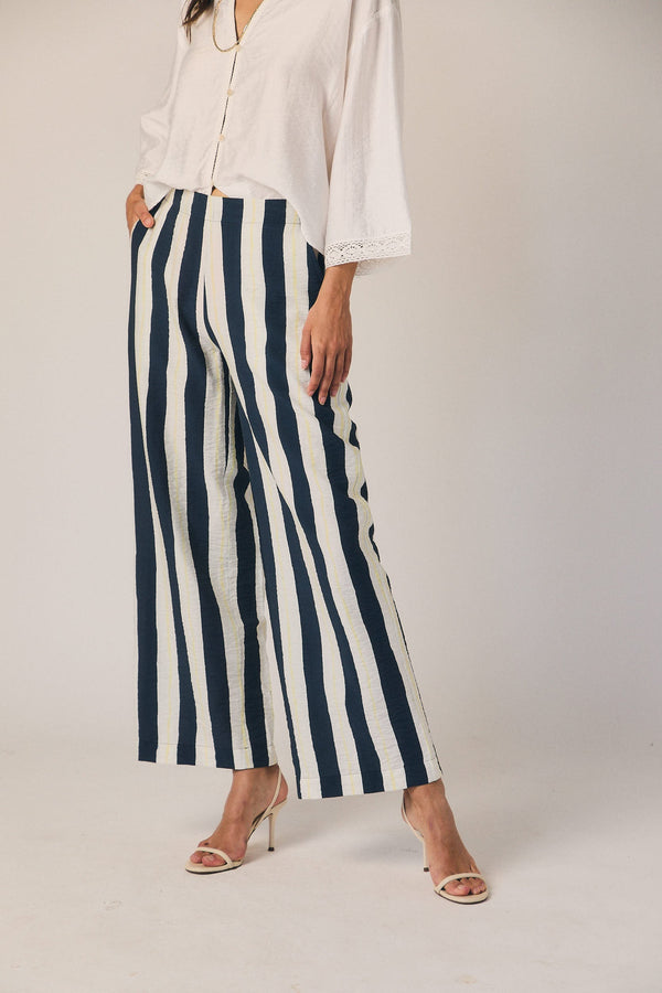 Pantalon fluide à rayures marinière