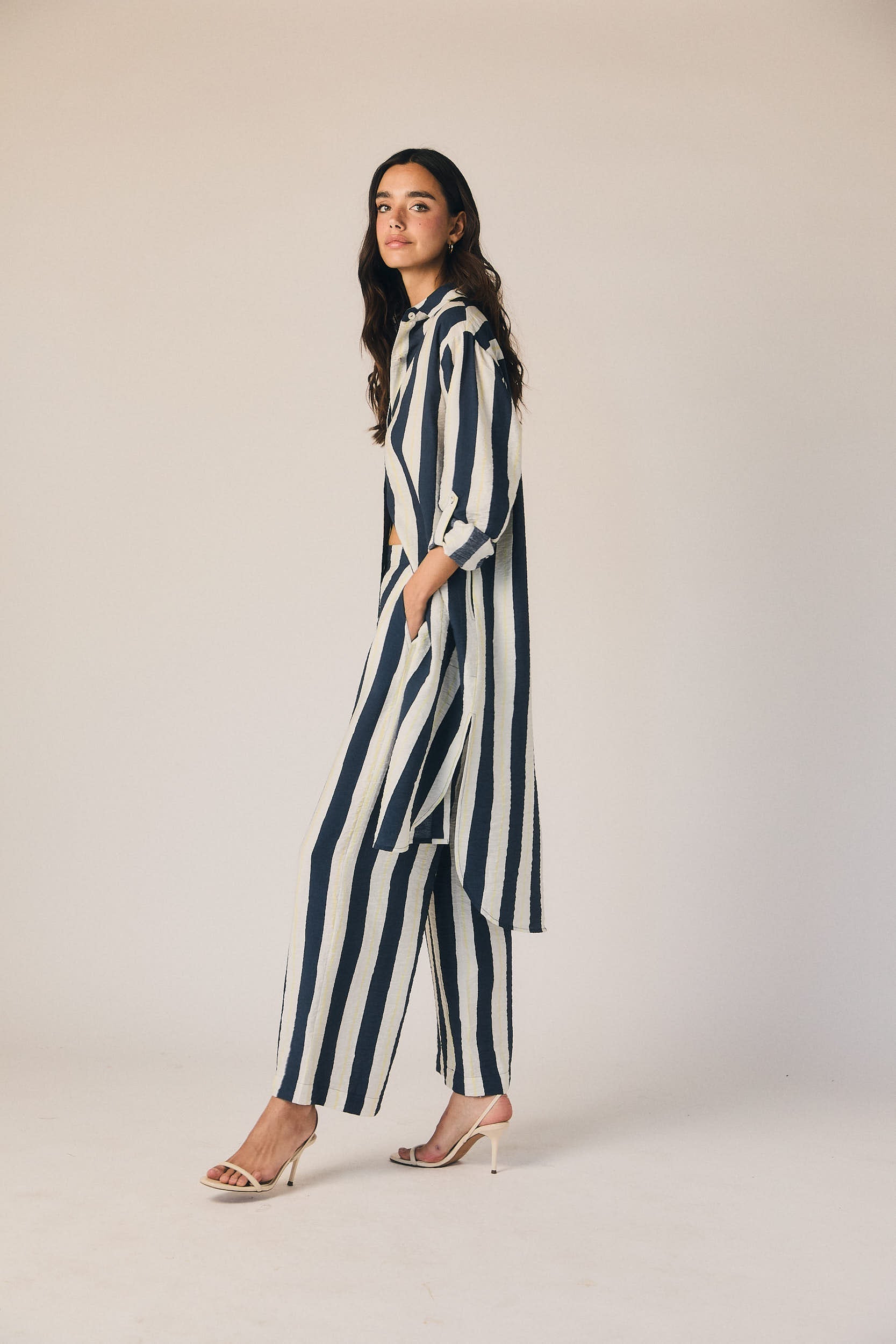 Pantalon fluide à rayures marinière