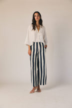 Pantalon fluide à rayures marinière