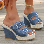 Sandales Compensées Elara Denim