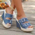 Sandales Compensées Elara Denim
