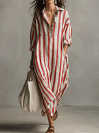 Robe décontractée rayée de style bohème