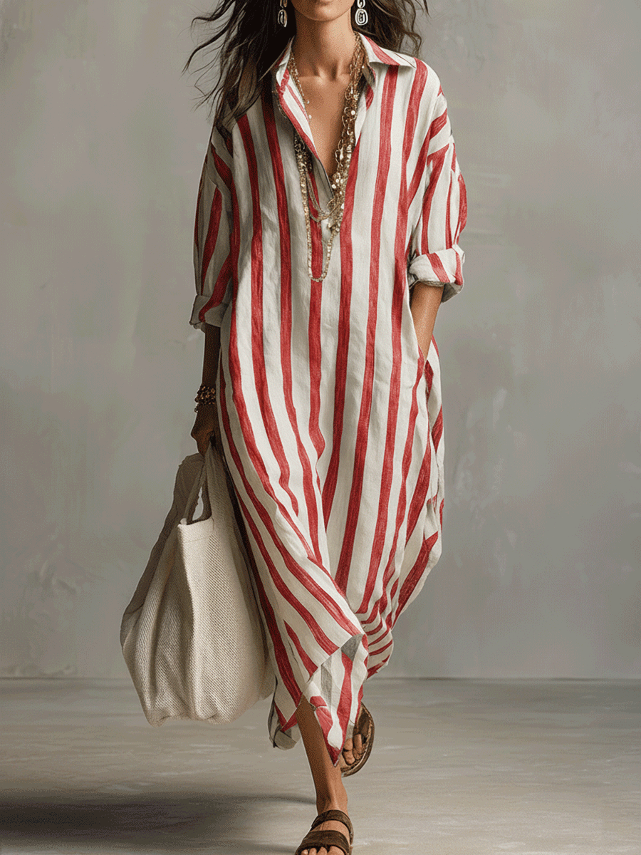 Robe décontractée rayée de style bohème