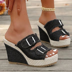 Sandales Compensées Elara Denim
