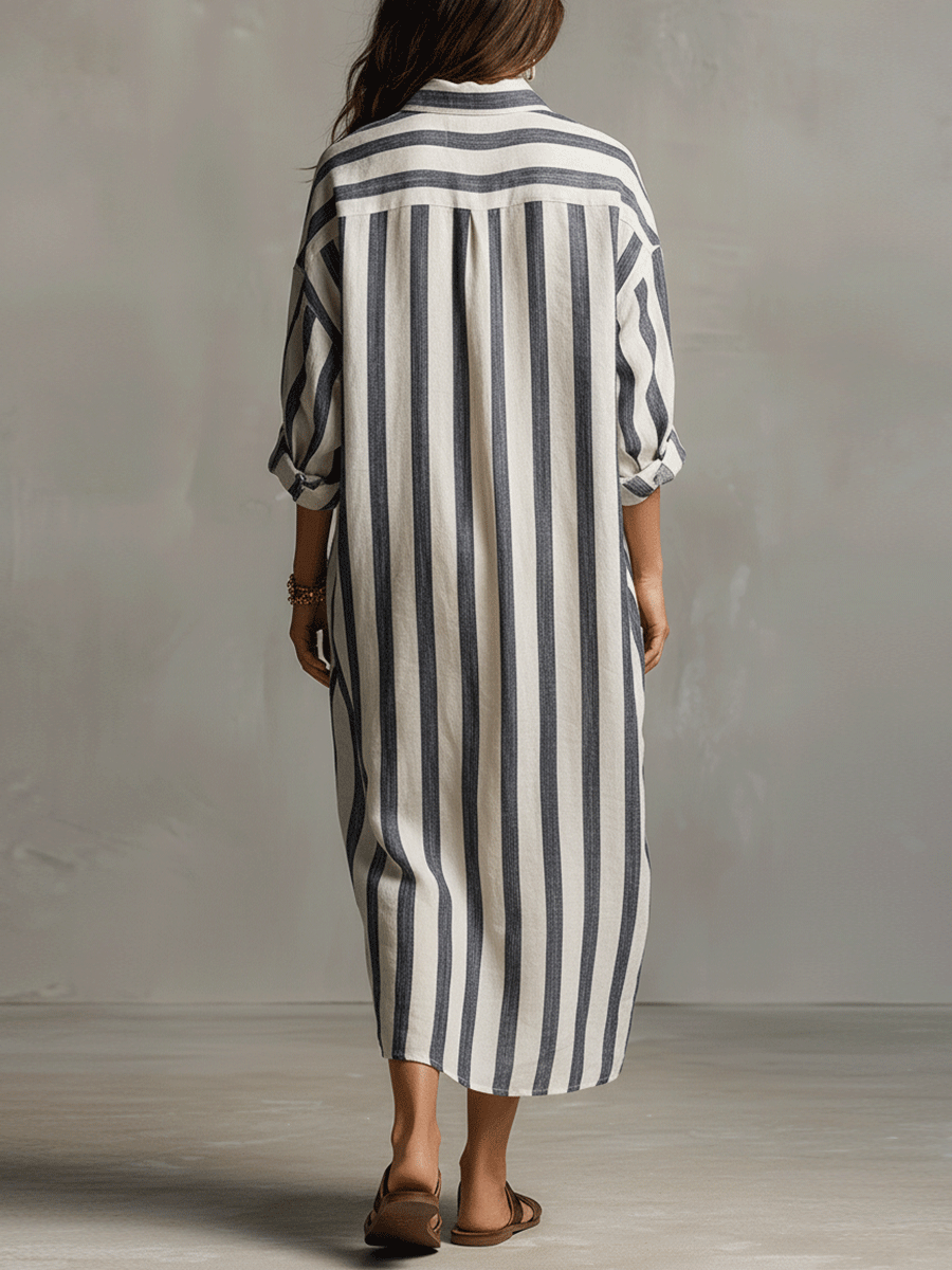 Robe décontractée rayée de style bohème